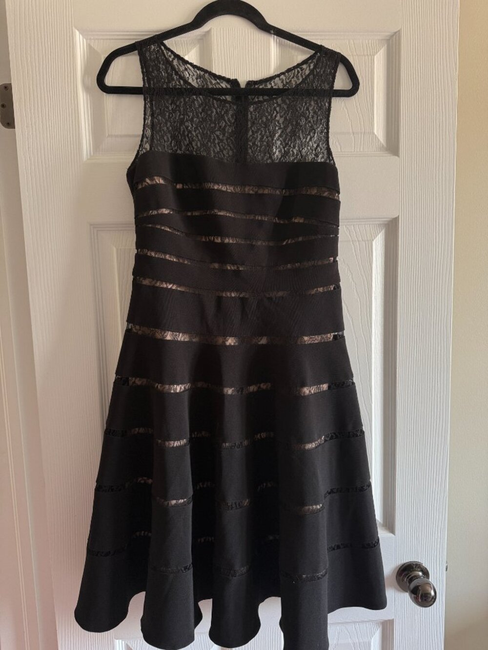 JS Collections Black Lace Fit & Flare Cocktail Dress Size 8